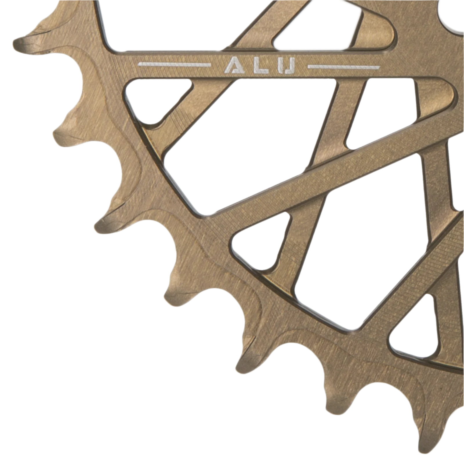 Black bicycle chainring with 'LEWIS' branding on a white background