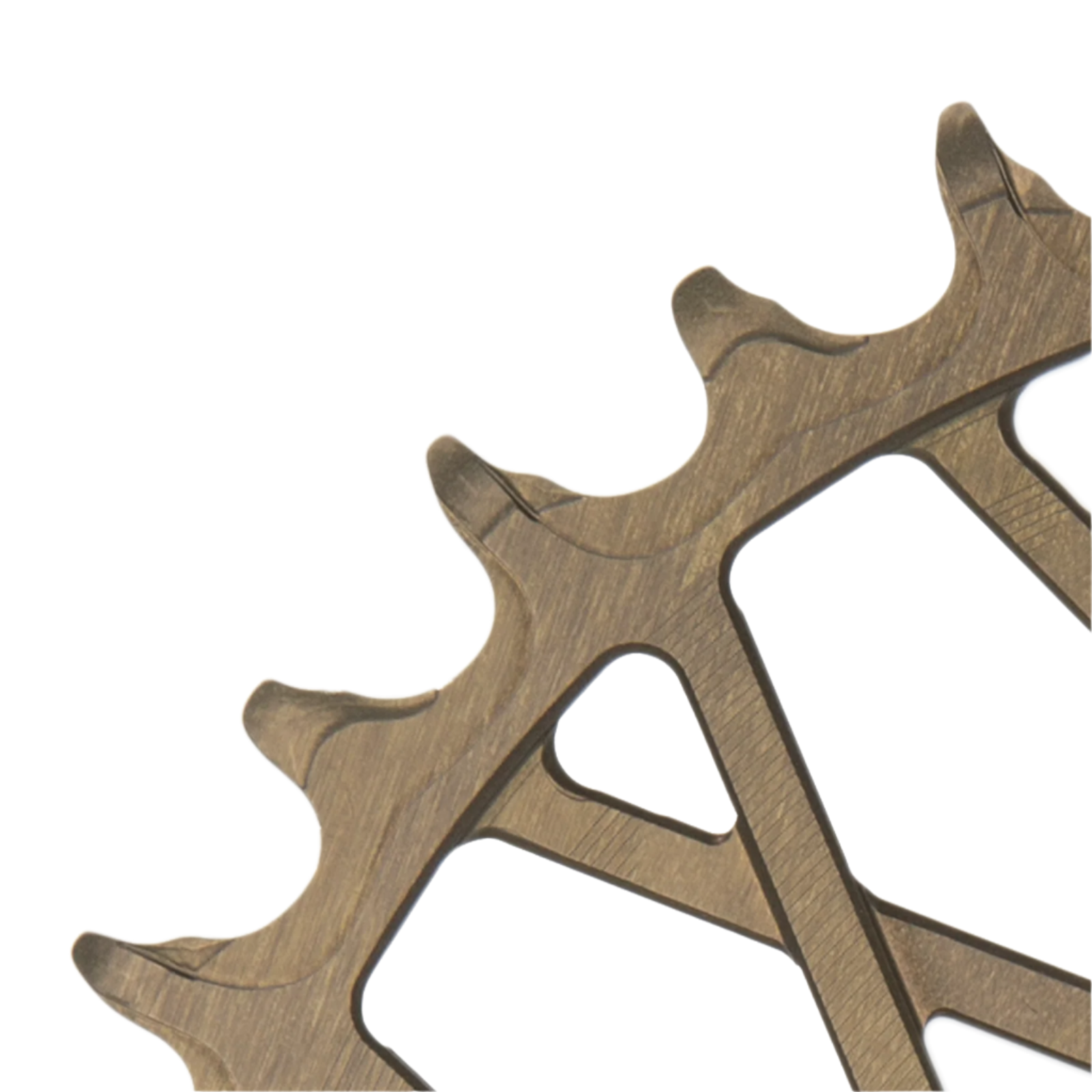 Close-up of a metallic gear on a white background