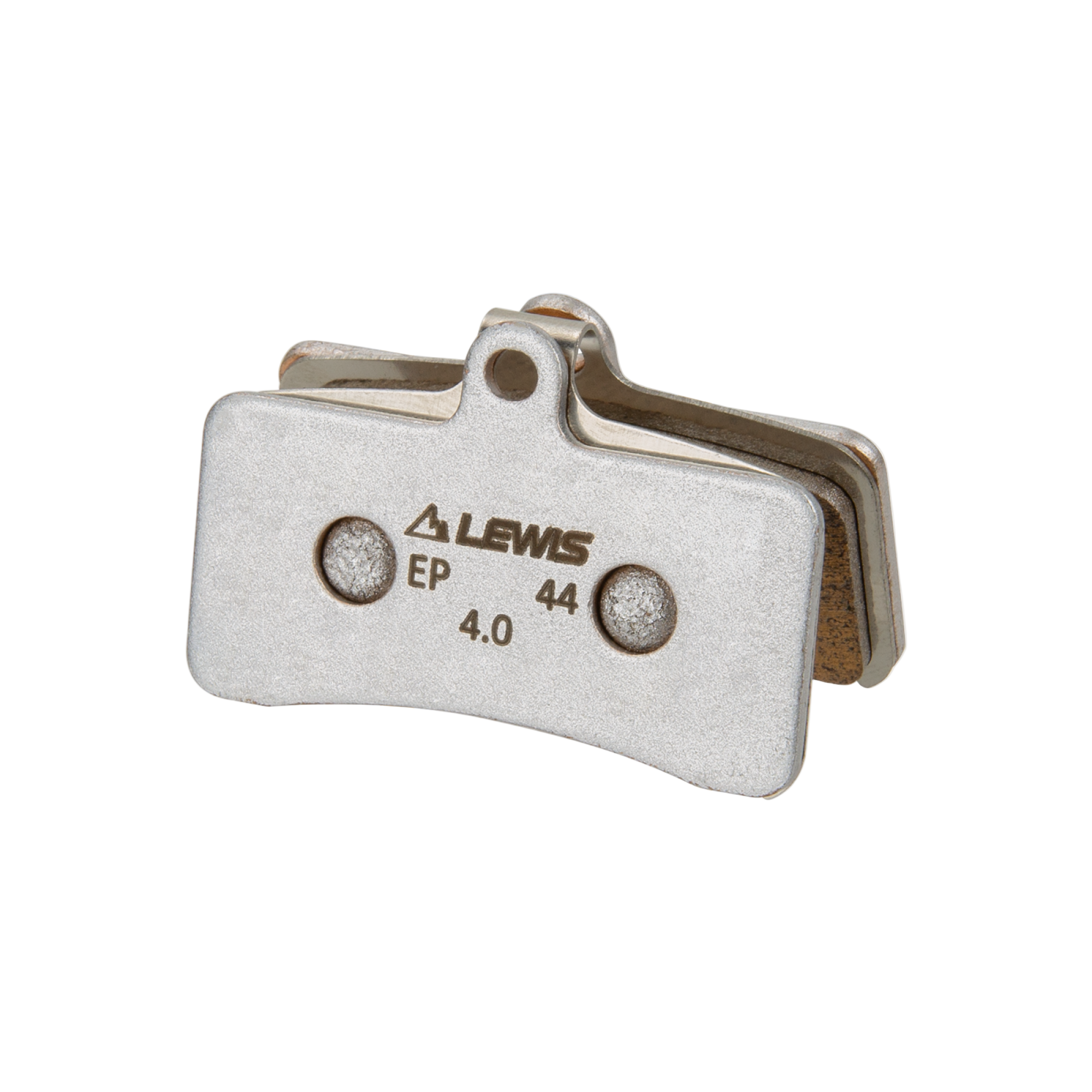Brake pad with 'LEWIS' branding on a white background