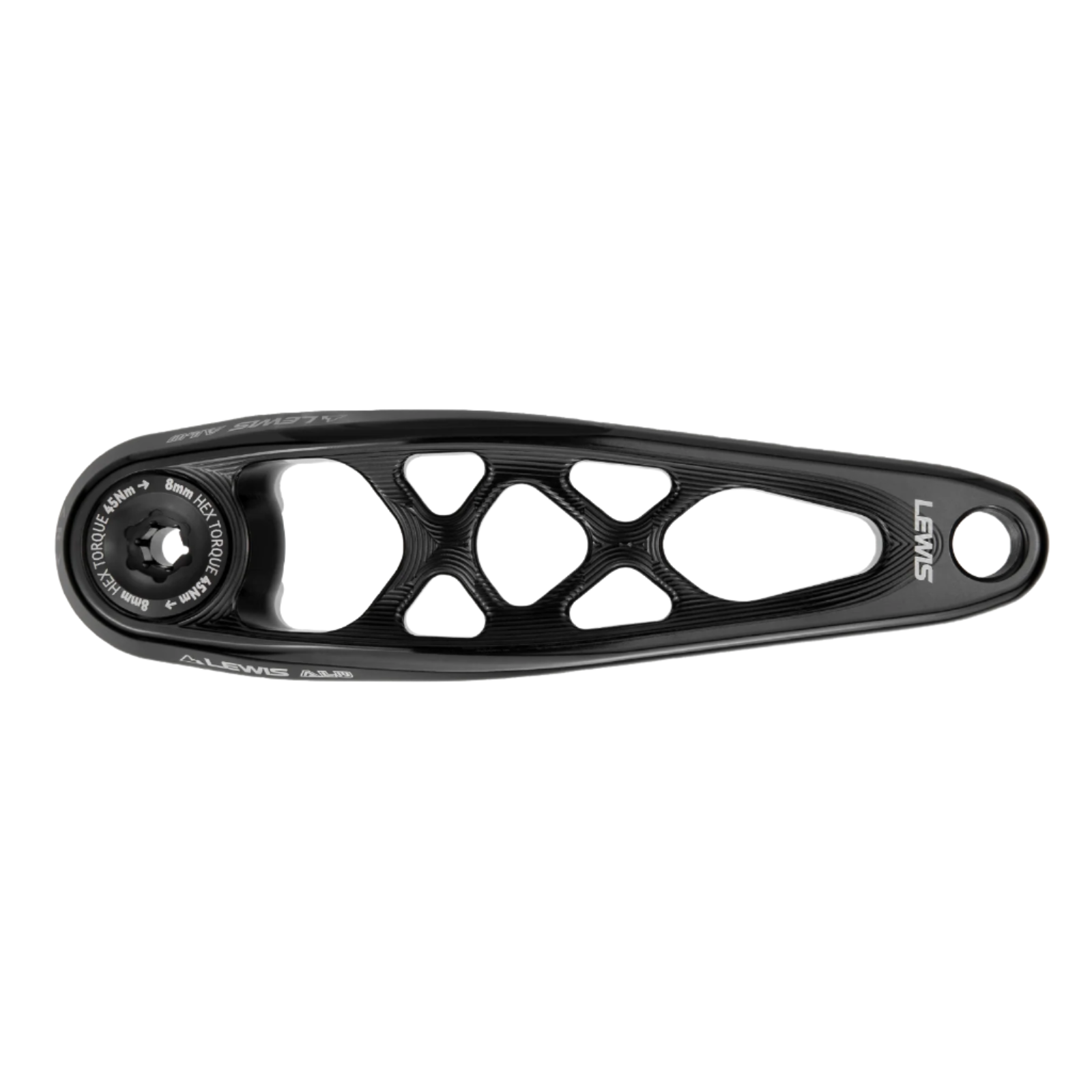 Black bicycle crank arm on a white background